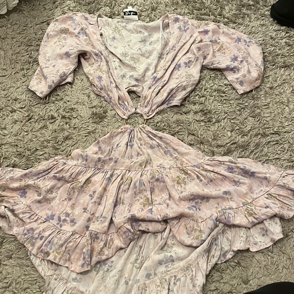 purple floral mini dress